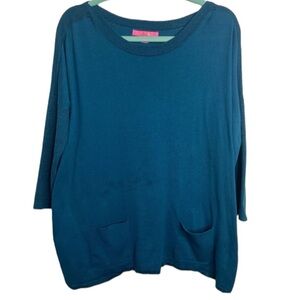 Lilly Pulitzer Teal Two Pocket 3/4 Sleeve Sweater Size XXS